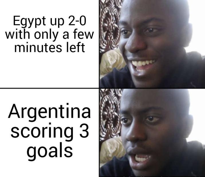 Egypt up 2-0 with only a few minutes left Argentina scoring 3 goals