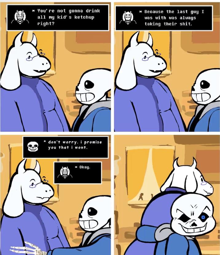 * You're not gonna drink all my kid's ketchup right? * Because the last guy I was with was always taking their s---. * don't worry. i promise you that i wont. * Okay.