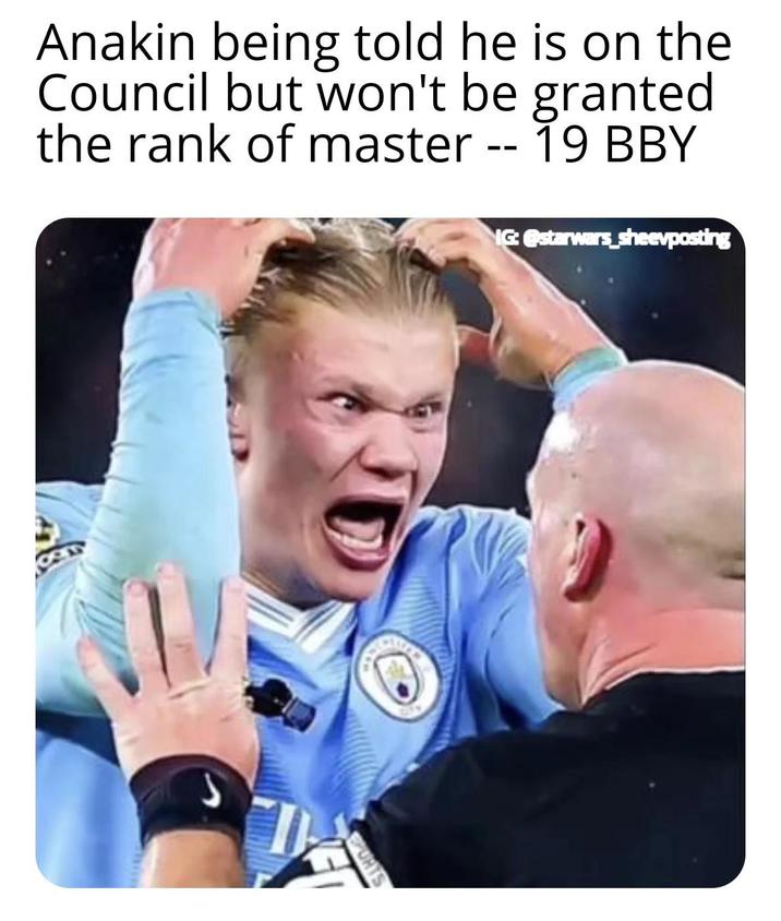 Anakin being told he is on the Council but won't be granted the rank of master -- 19 BBY IG: @starwars_sheevposting PURTS