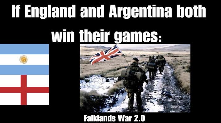 If England and Argentina both win their games: Falklands War 2.0