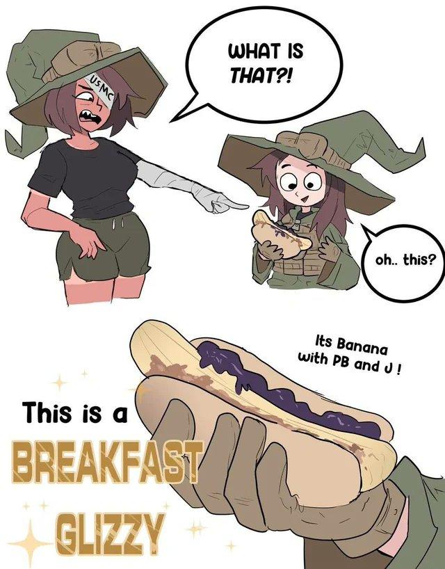 USMC WHAT IS THAT?! This is a BREAKFAST GLIZZY oh.. this? Its Banana with PB and J !