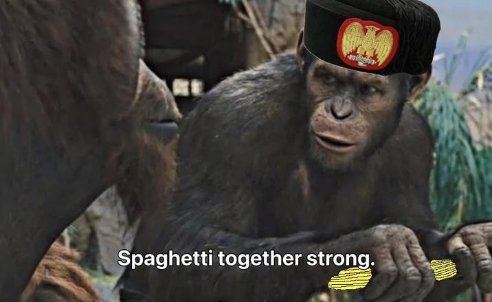 Spaghetti together strong.