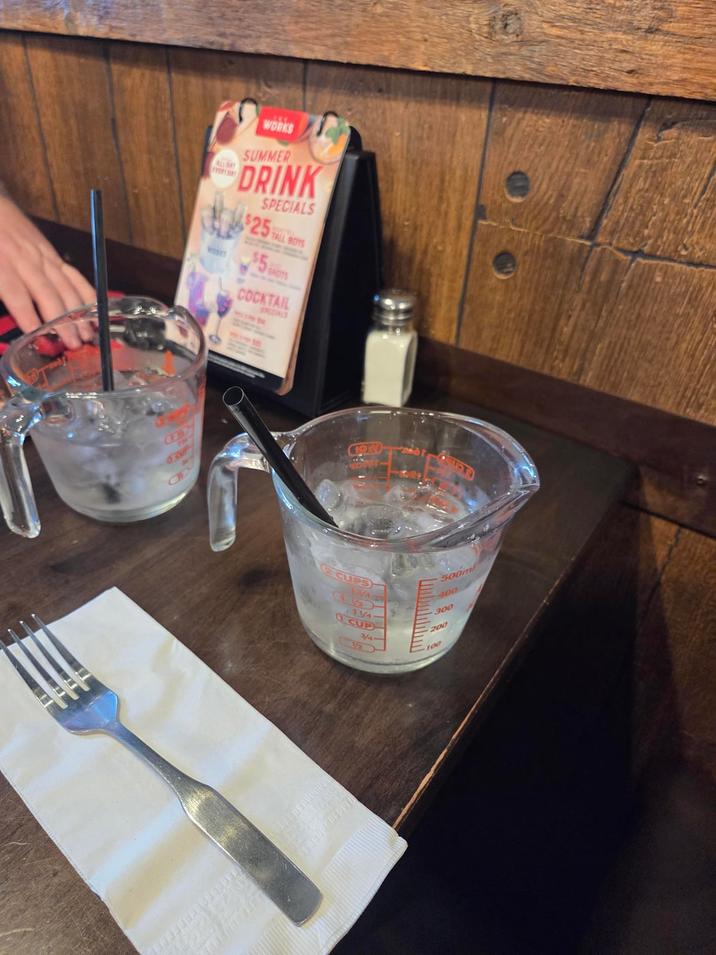 ALL DAY WORKS SUMMER DRINK SPECIALS $25 TALL BOYS $5 SHOTS COCKTAIL SPECIALS WORK CON CUPS 13/4 114 CUP 500ml 400 300 200 100