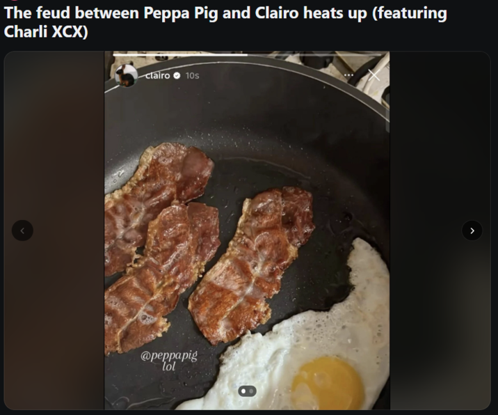 The feud between Peppa Pig and Clairo heats up (featuring Charli XCX) clairo 10s @peppapig lol