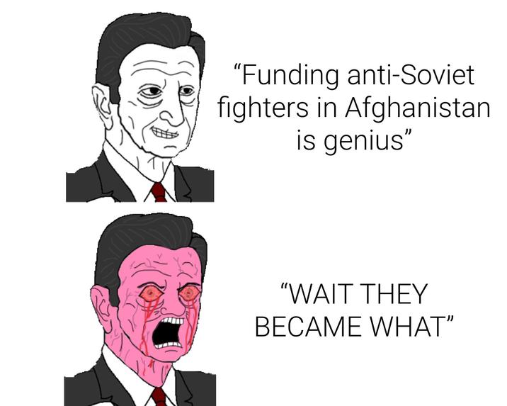 "Funding anti-Soviet fighters in Afghanistan is genius" "WAIT THEY BECAME WHAT"