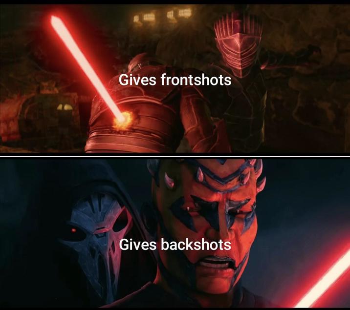 Gives frontshots Gives backshots