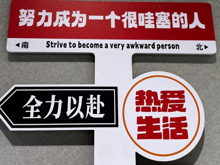 努力成为一个很哇塞的人 Strive to become a very awkward person 北 全力以赴意 生活
