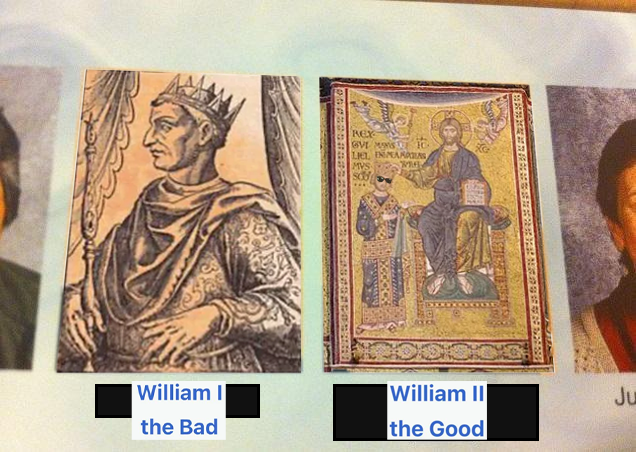 William I the Bad REX GVI SC LIEL INMARS MYS sod William II Ju the Good