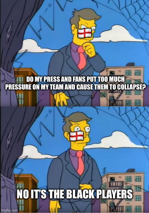 imgflip.com на DO MY PRESS AND FANS PUT TOO MUCH PRESSURE ON MY TEAM AND CAUSE THEM TO COLLAPSE? NO IT'S THE BLACK PLAYERS