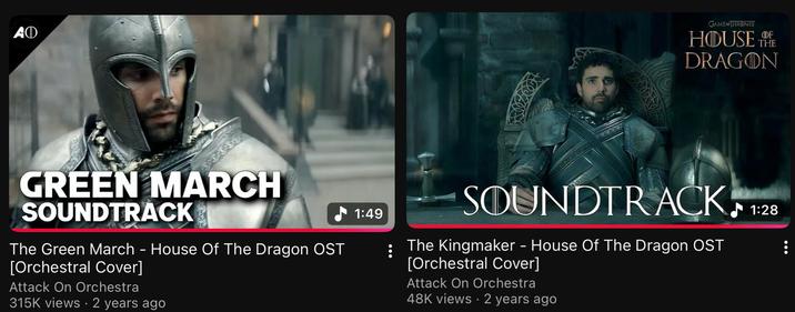 AD GREEN MARCH SOUNDTRACK The Green March House Of The Dragon OST [Orchestral Cover] Attack On Orchestra 315K views 2 years ago 1:49 : GAME OF THRONES DF HOUSE THE DRAGON SOUNDTRACK The Kingmaker - House Of The Dragon OST [Orchestral Cover] Attack On Orchestra 48K views • 2 years ago 1:28
