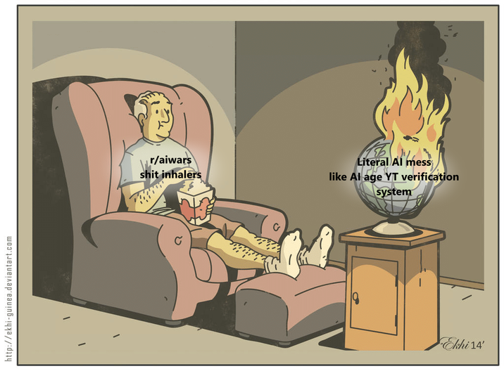 http://ekhi-guinea.deviantart.com r/aiwars s--- inhalers Literal Al mess like Al age YT verification system Ekhi 14'