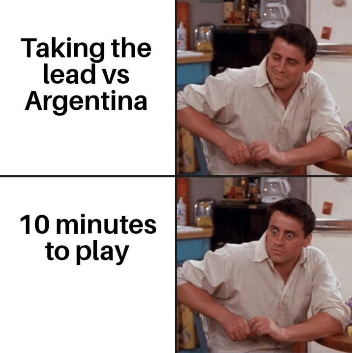 Taking the lead vs Argentina 10 minutes to play