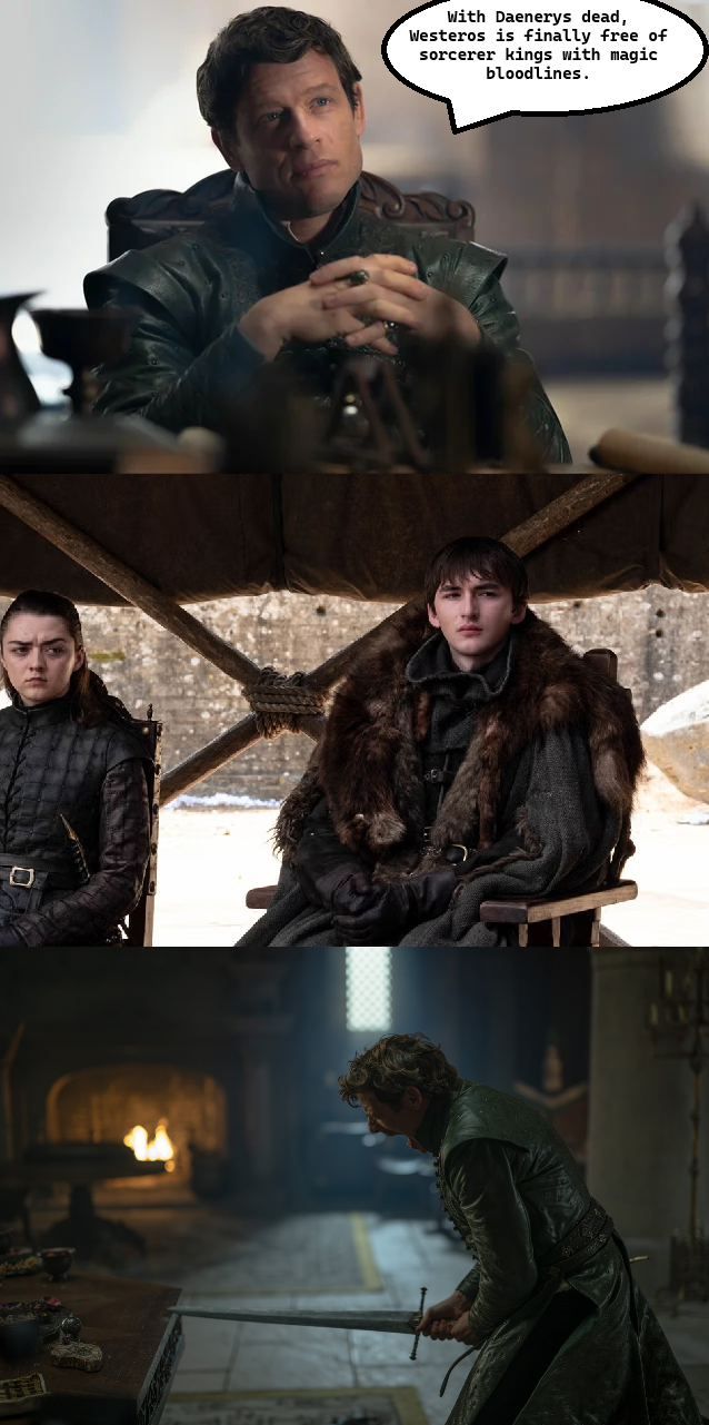 110 With Daenerys dead, Westeros is finally free of sorcerer kings with magic bloodlines.