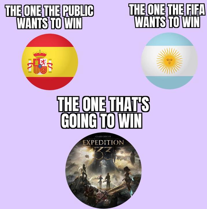 THE ONE THE PUBLIC WANTS TO WIN THE ONE THE FIFA WANTS TO WIN THE ONE THAT'S GOING TO WIN CLAIR OBSCUR EXPEDITION