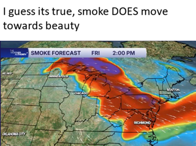 I guess its true, smoke DOES move towards beauty WSMOKE FORECAST FRI 2:00 PM OKLAHOMA CITY CHICAGO RICHMOND BOSTON