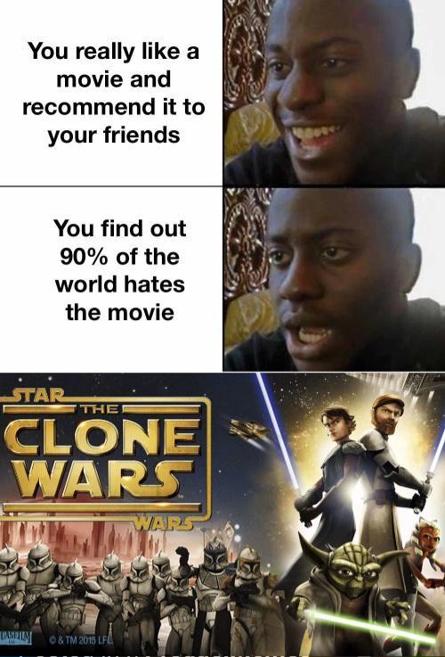 You really like a movie and recommend it to your friends You find out 90% of the world hates the movie STAR THEI CLONE WARS WARS GASPILM & TM 2015 LFE