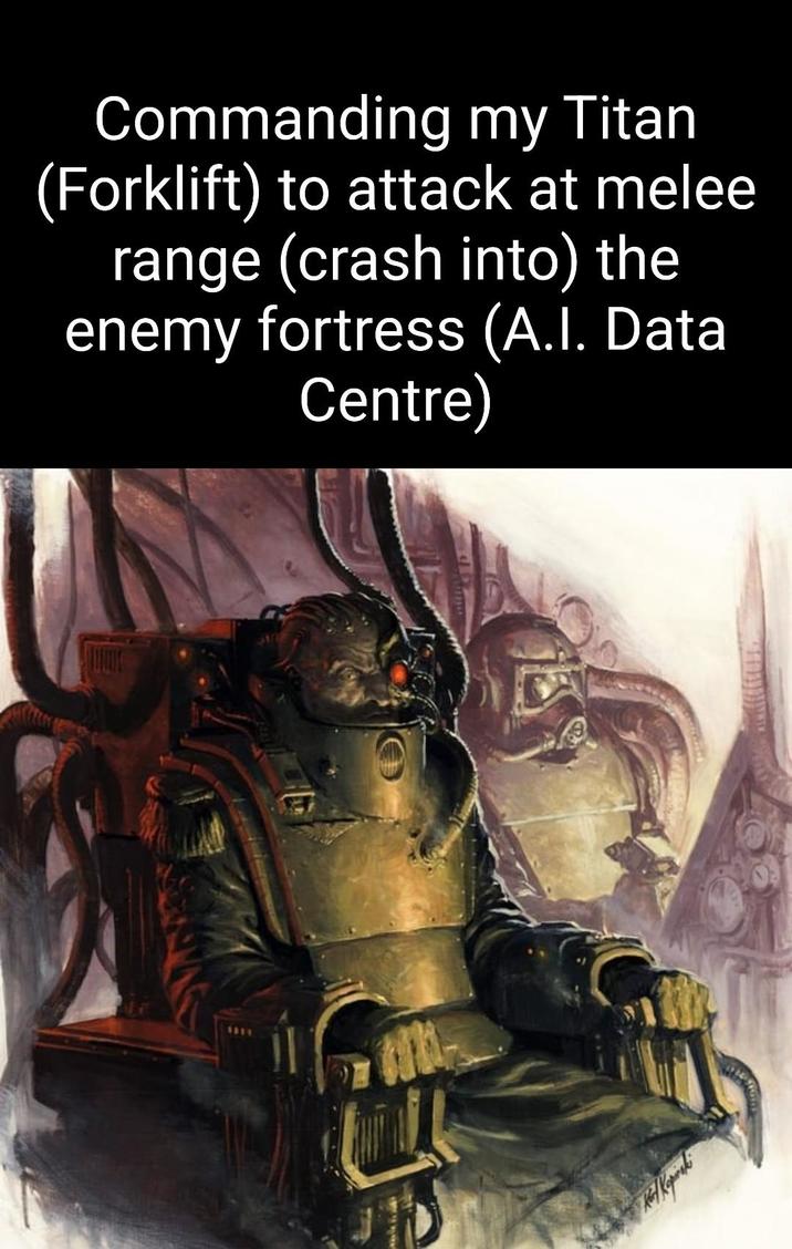 Commanding my Titan (Forklift) to attack at melee range (crash into) the enemy fortress (A.I. Data Centre) 1111 KiKoprak