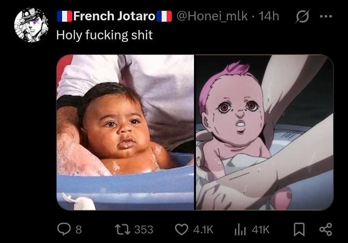 French Jotaro @Honei_mlk. 14h Holy f------ s--- 1300 8 1353 4.1K ili 41K
