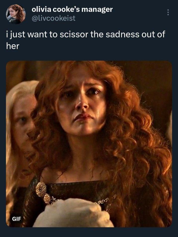 olivia cooke's manager @livcookeist i just want to scissor the sadness out of her GIF