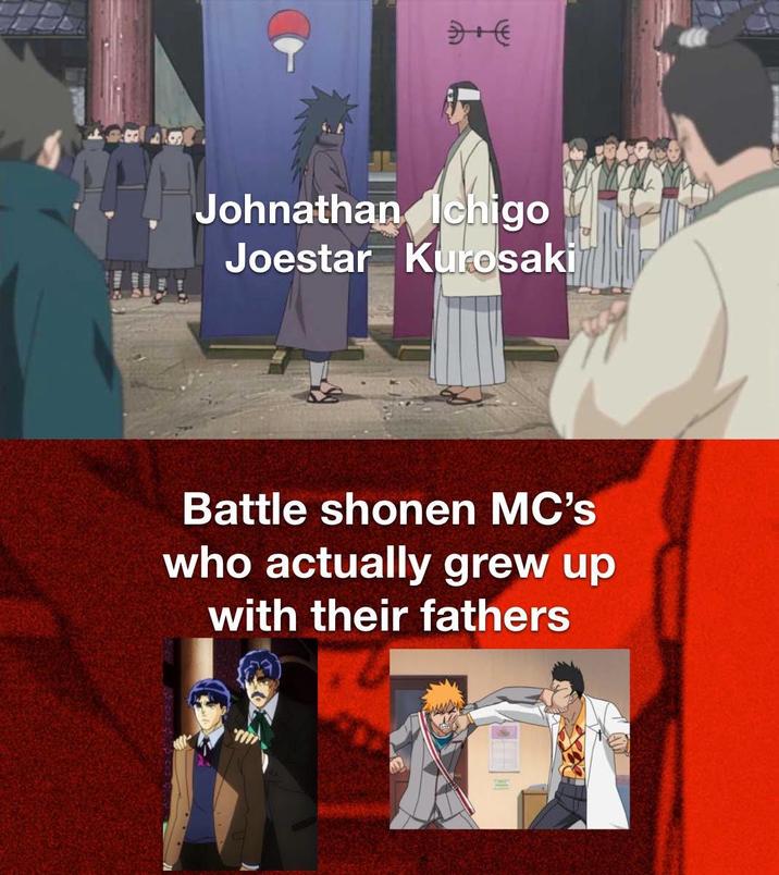 5+ Johnathan Ichigo Joestar Kurosaki Battle shonen MC's who actually grew up with their fathers