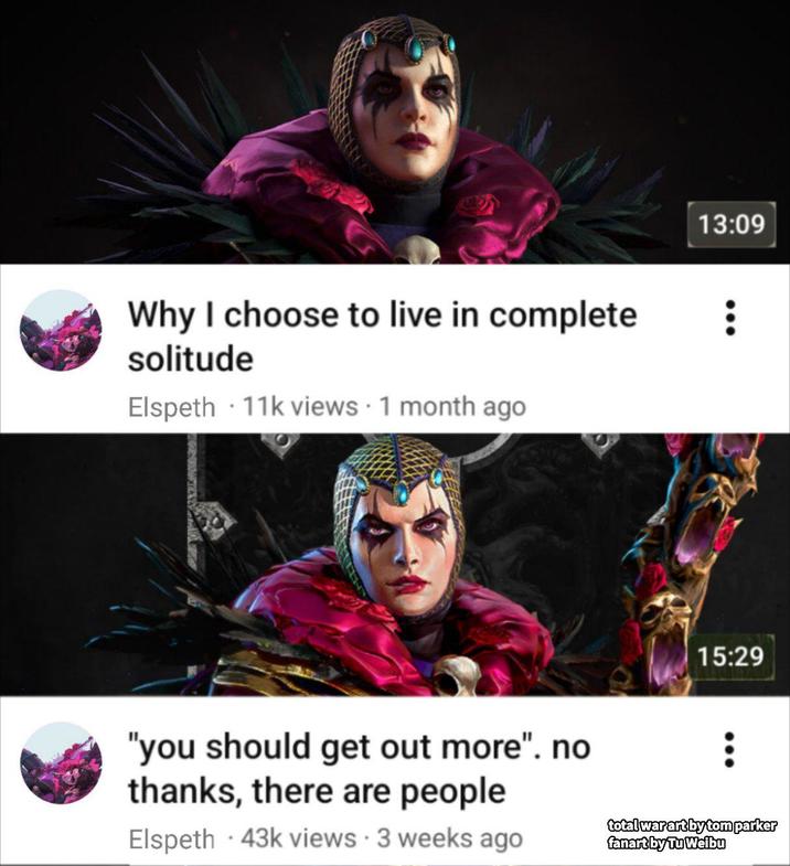 Why I choose to live in complete solitude Elspeth 11k views 1 month ago 13:09 0 15:29 "you should get out more". no thanks, there are people Elspeth .43k views 3 weeks ago total war art by tom parker fanart by Tu Weibu