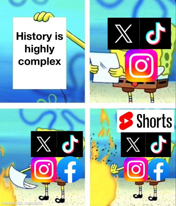History is highly complex S ل X Shorts ل X ل X made with mematic Ο f HI Of