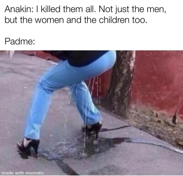 Anakin: I killed them all. Not just the men, but the women and the children too. Padme: made with mematic