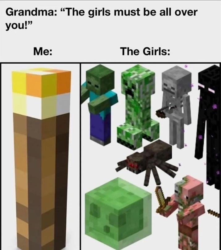 Grandma: "The girls must be all over you!" Me: The Girls: