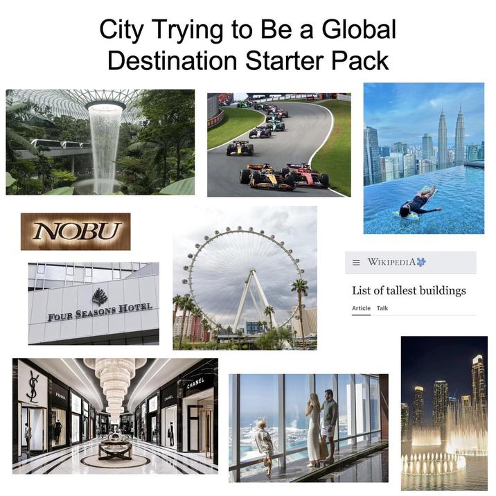 City Trying to Be a Global Destination Starter Pack NOBU FOUR SEASONS HOTEL PRADA CHANEL = WIKIPEDIA List of tallest buildings Article Talk