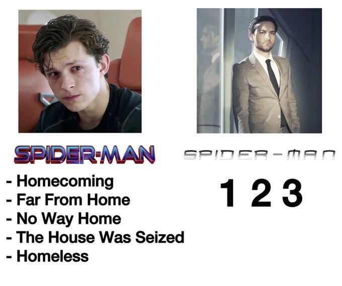 SPIDER-MAN - Homecoming Far From Home No Way Home - The House Was Seized Homeless SPIDER-MAN 123