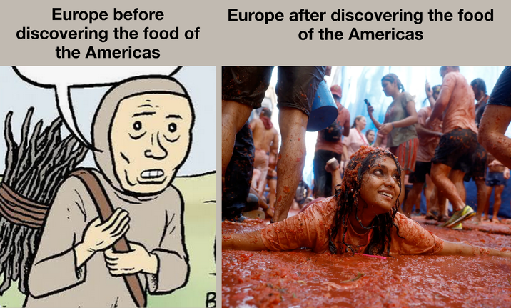 Europe before discovering the food of the Americas Europe after discovering the food of the Americas برده B