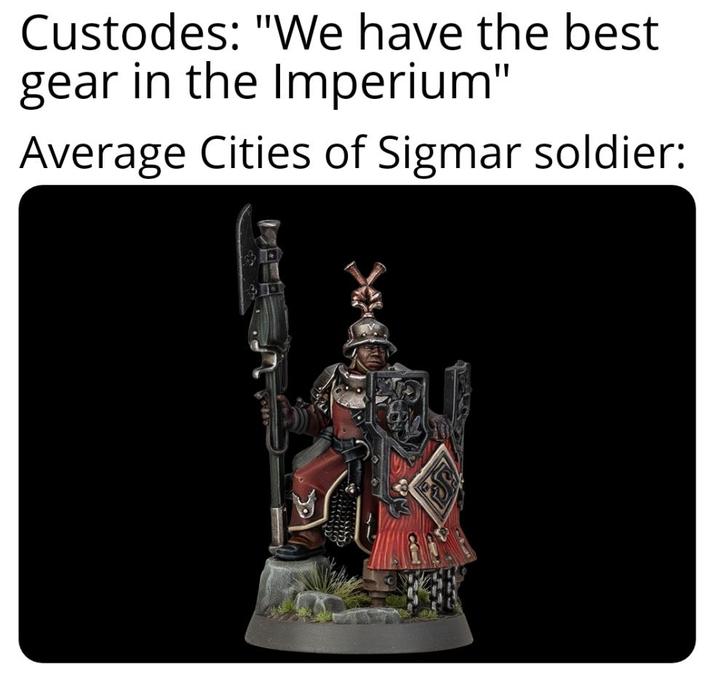 Custodes: "We have the best gear in the Imperium" Average Cities of Sigmar soldier: