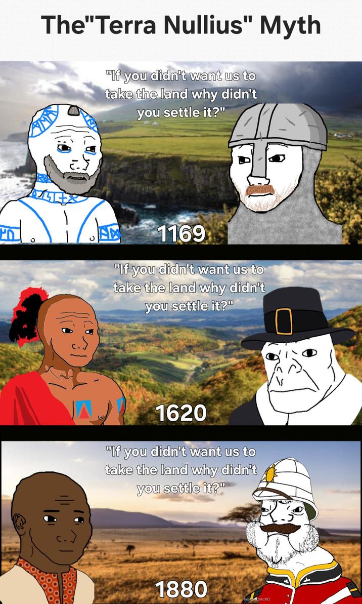 The"Terra Nullius" Myth "If you didn't want us to take the land why didn't you settle it?" PO 1169 "If you didn't want us to take the land why didn't you settle it?" 1620 "If you didn't want us to take the land why didn't you settle it?" 1880 hoz Motto