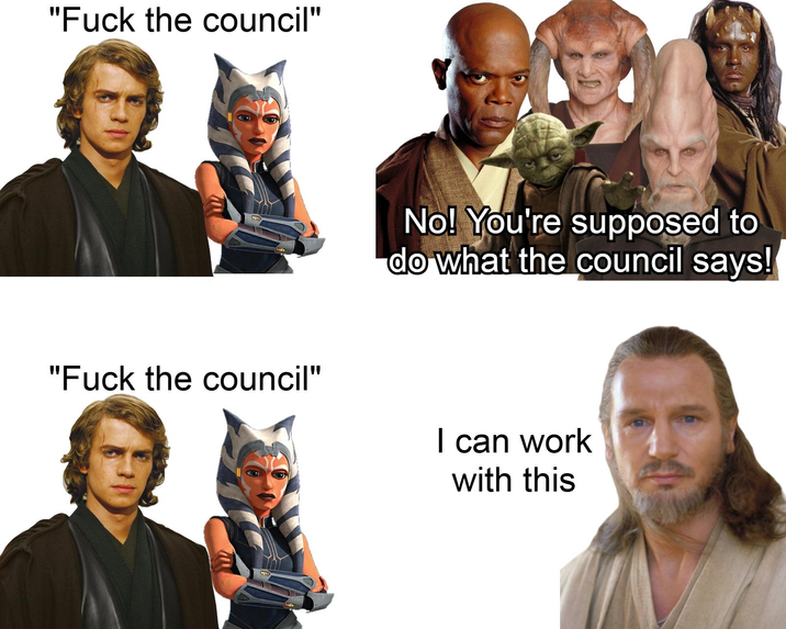 "F--- the council" No! You're supposed to do what the council says! "F--- the council" I can work with this