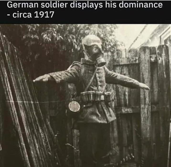 German soldier displays his dominance - circa 1917