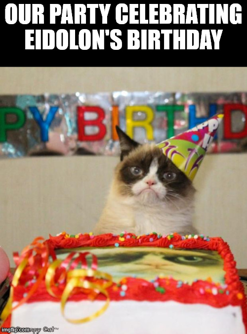 OUR PARTY CELEBRATING EIDOLON'S BIRTHDAY PY BIR imgflip.comapy Cat™