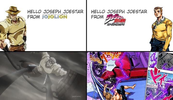 HELLO JOSEPH JOESTAR JOJO'S BIZARRE ADVENTURE ✶✶✶✶ PART VIII FROM JOJOLION HELLO JOSEPH JOESTAR FROM プラゴミの 奇妙冒險 スターダストクルセイダース [adult swim] DOGUSIAA GINYAH!