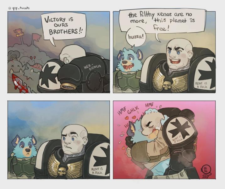 9sy-tweets VICTORY IS OURS BROTHERS!! the filthy xenos are no more, this planet is free! huzza! KER- RUNCH HMF GHLK HMF 0 RENT IS A F--- RENT IS A F--- RENT IS A F--- 85