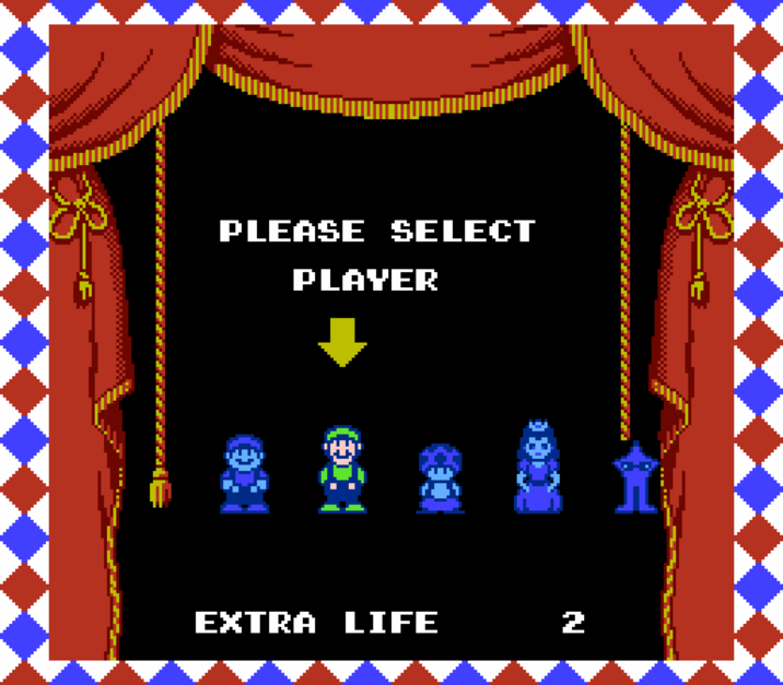 PLEASE SELECT PLAYER Hì EXTRA LIFE N I =