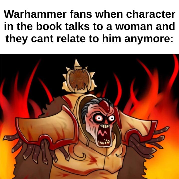 Warhammer fans when character in the book talks to a woman and they cant relate to him anymore: TANON M