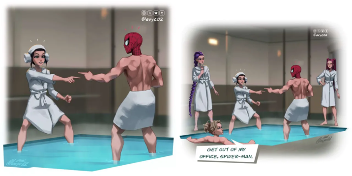 @avycoz XMt @avycoz GET OUT OF MY OFFICE, SPIDER-MAN. Charge02