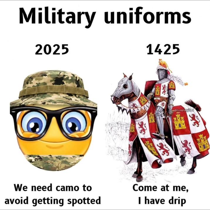 Military uniforms 2025 1425 Rece @templarpilled We need camo to avoid getting spotted Come at me, I have drip