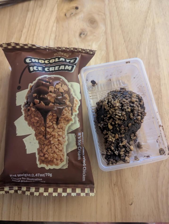 NicEN'S CHOCOLATE ICE CREAM Net Weight:2.47oz/70g Picture for illustration actual product vary It's Ice Cream Bette. nan Fried Chicken