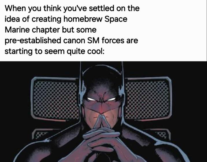 When you think you've settled on the idea of creating homebrew Space Marine chapter but some pre-established canon SM forces are starting to seem quite cool: