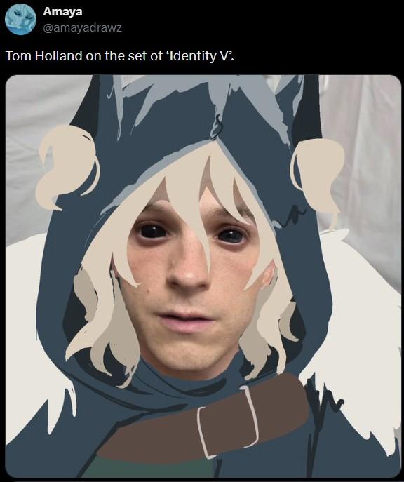 Amaya @amayadrawz Tom Holland on the set of 'Identity V'.