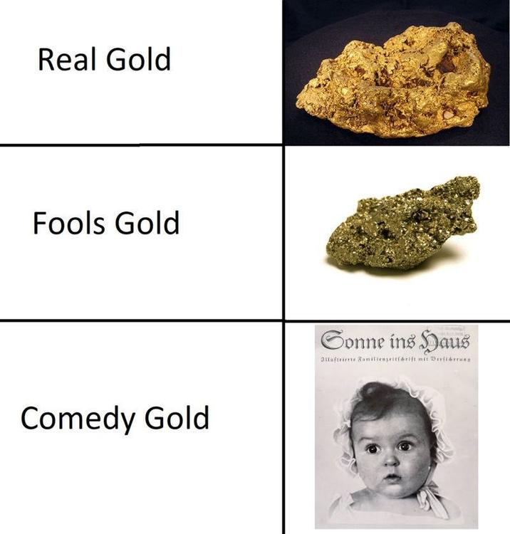 Real Gold Fools Gold Comedy Gold Sonne ins Haus Illuftrierte Familienzeitsbeift mit Verfiberung