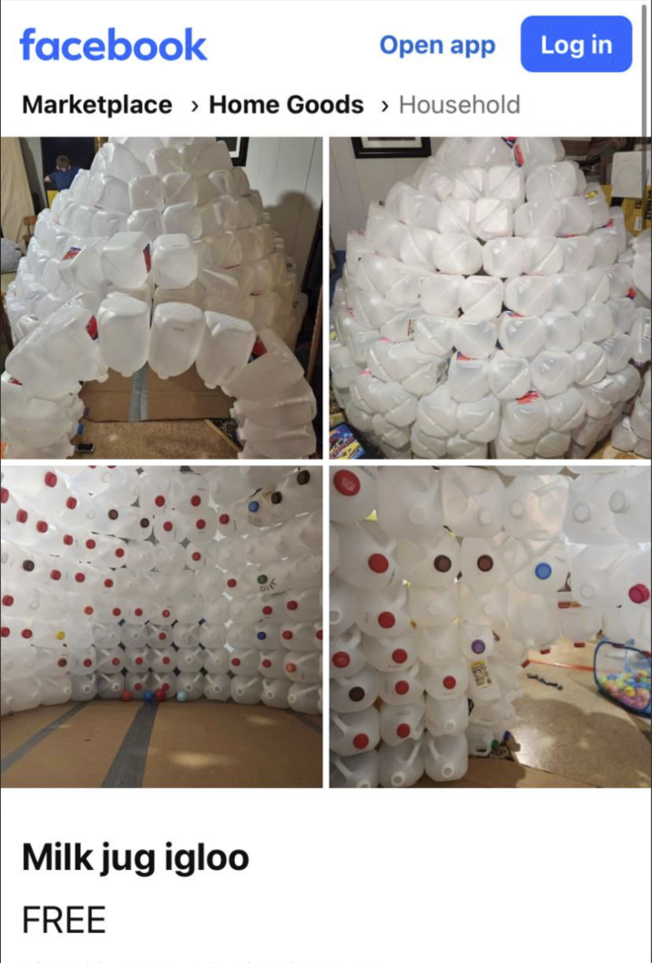 facebook Open app Log in Marketplace > Home Goods > Household Milk jug igloo FREE