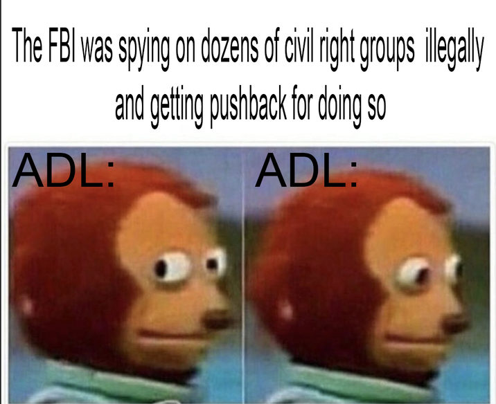 The FBI was spying on dozens of civil right groups illegally ADL: and getting pushback for doing so ADL: