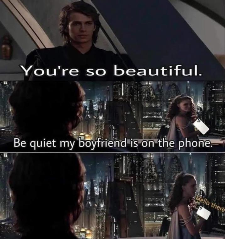 You're so beautiful. Be quiet my boyfriend is on the phone. Hello there