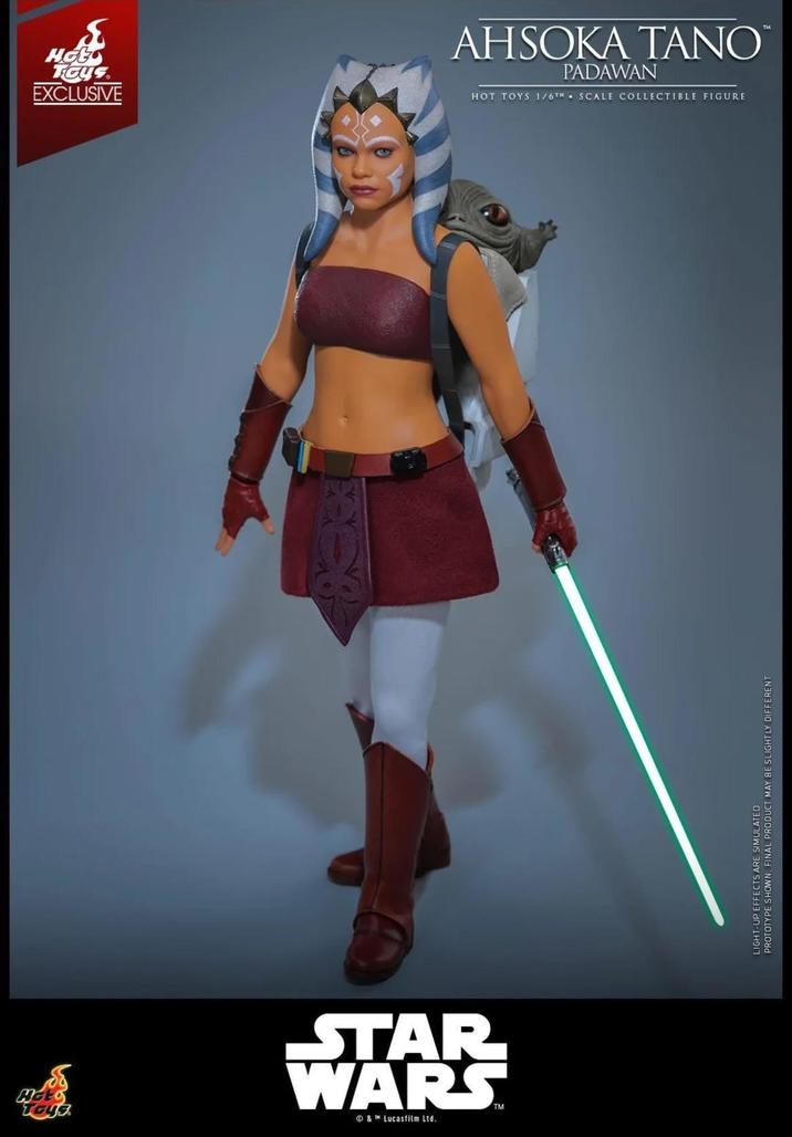 Hot Toys. EXCLUSIVE Toys STAR WARS © & TM Lucasfilm Ltd. AHSOKA TANO PADAWAN HOT TOYS 1/6TH SCALE COLLECTIBLE FIGURE LIGHT-UP EFFECTS ARE SIMULATED PROTOTYPE SHOWN, FINAL PRODUCT MAY BE SLIGHTLY DIFFERENT TM